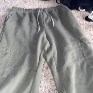small green cargo sweatpants
